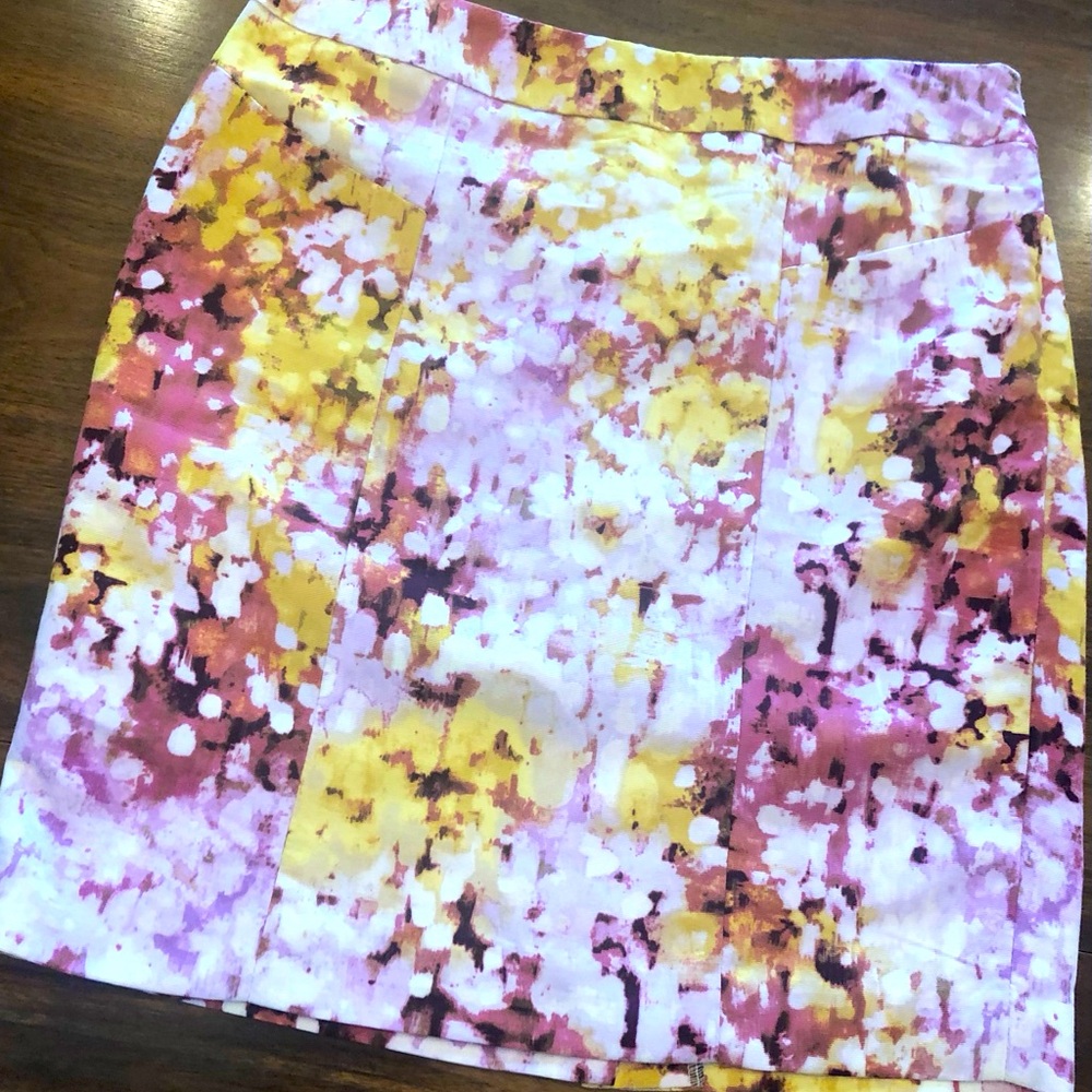 Ann Taylor Loft Skirt - Lavender Abstract Watercolor Print, size 2 Petite